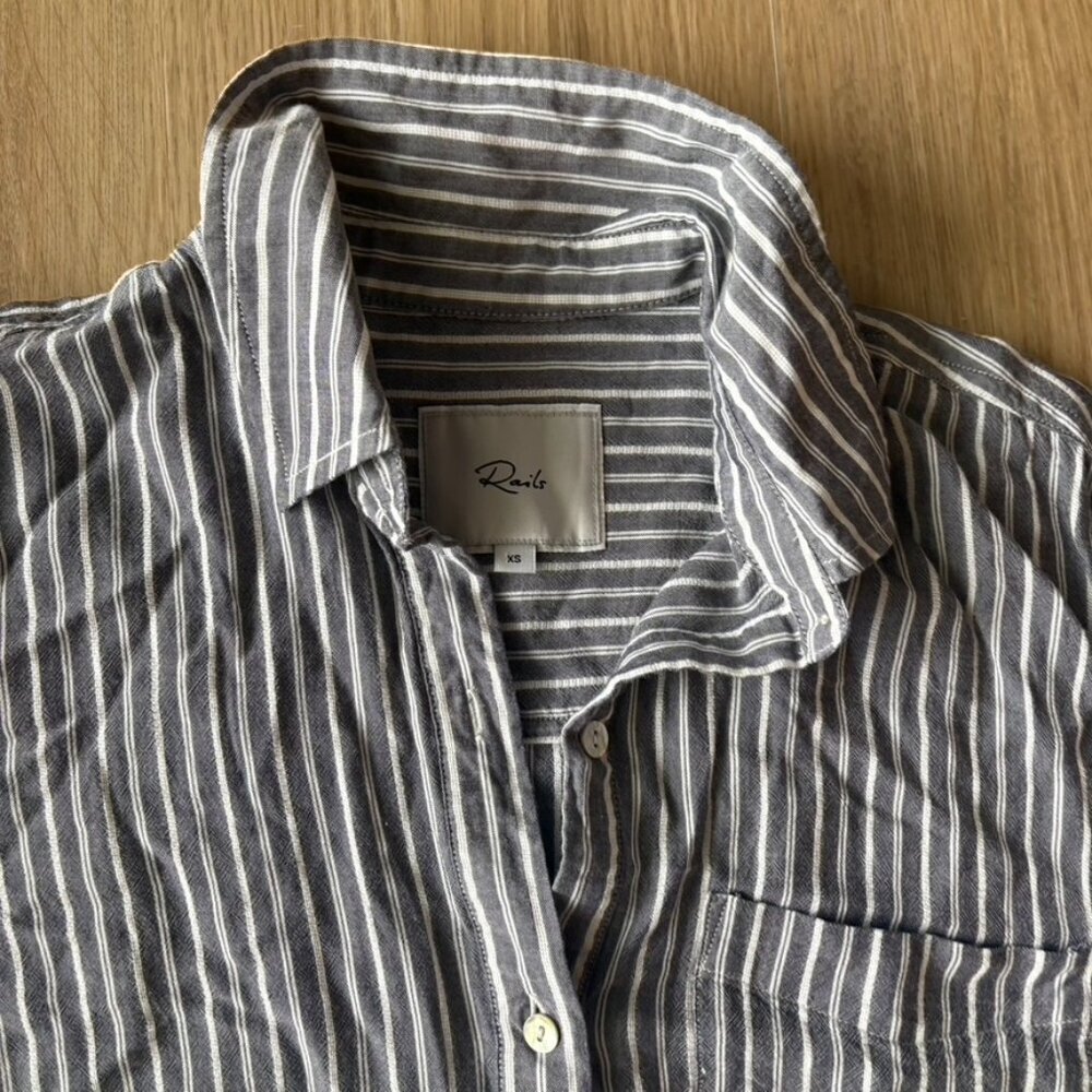 ** Rails Elle shoreditch Stripe Shirt blouse gray stripe XS - Picture 7 of 8